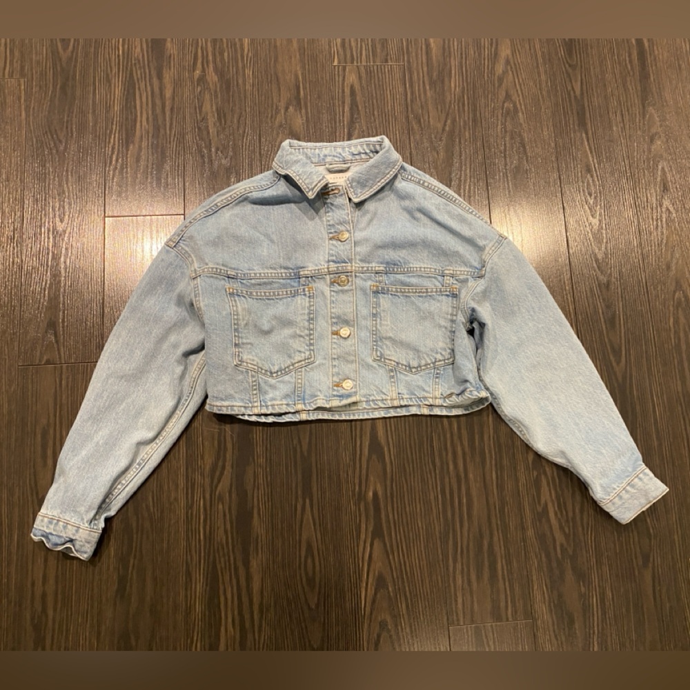 Topshop Light Blue Cropped Denim Jacket - size 4